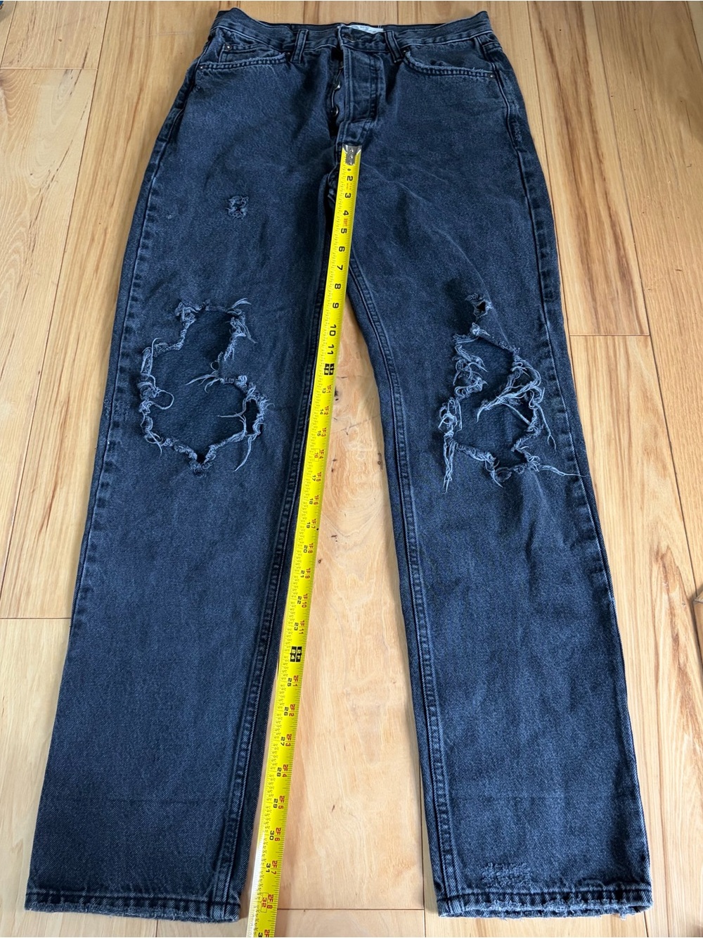 Free People Black Distressed Boyfriend Jeans